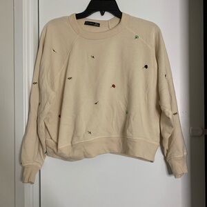 Black Tape floral cream sweater women’s size large cotton blend
